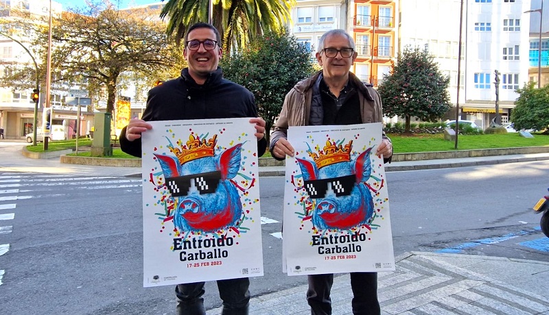 Marcos Trigo e Evencio Ferrero presentaron o cartel do Entroido na Praza de Galicia